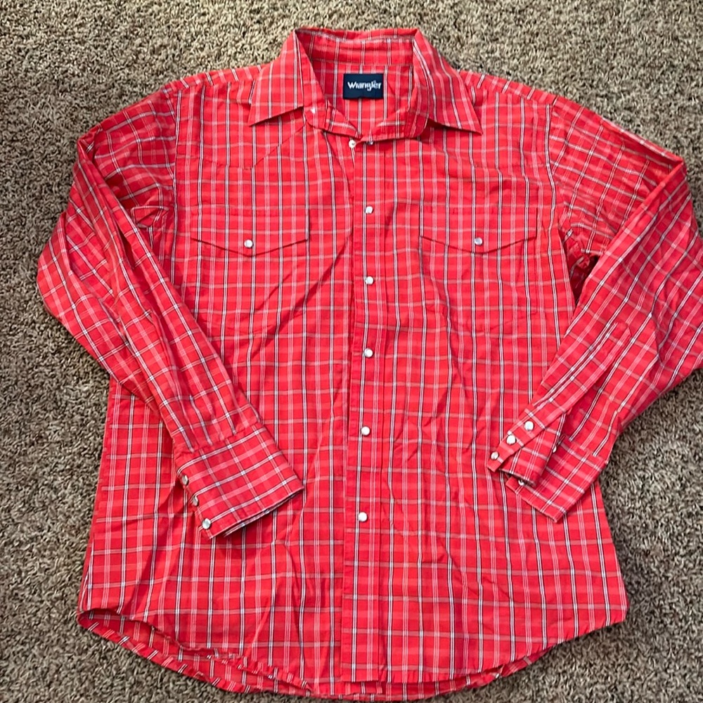 Men’s large Wrangler western pearl snap button down shirt